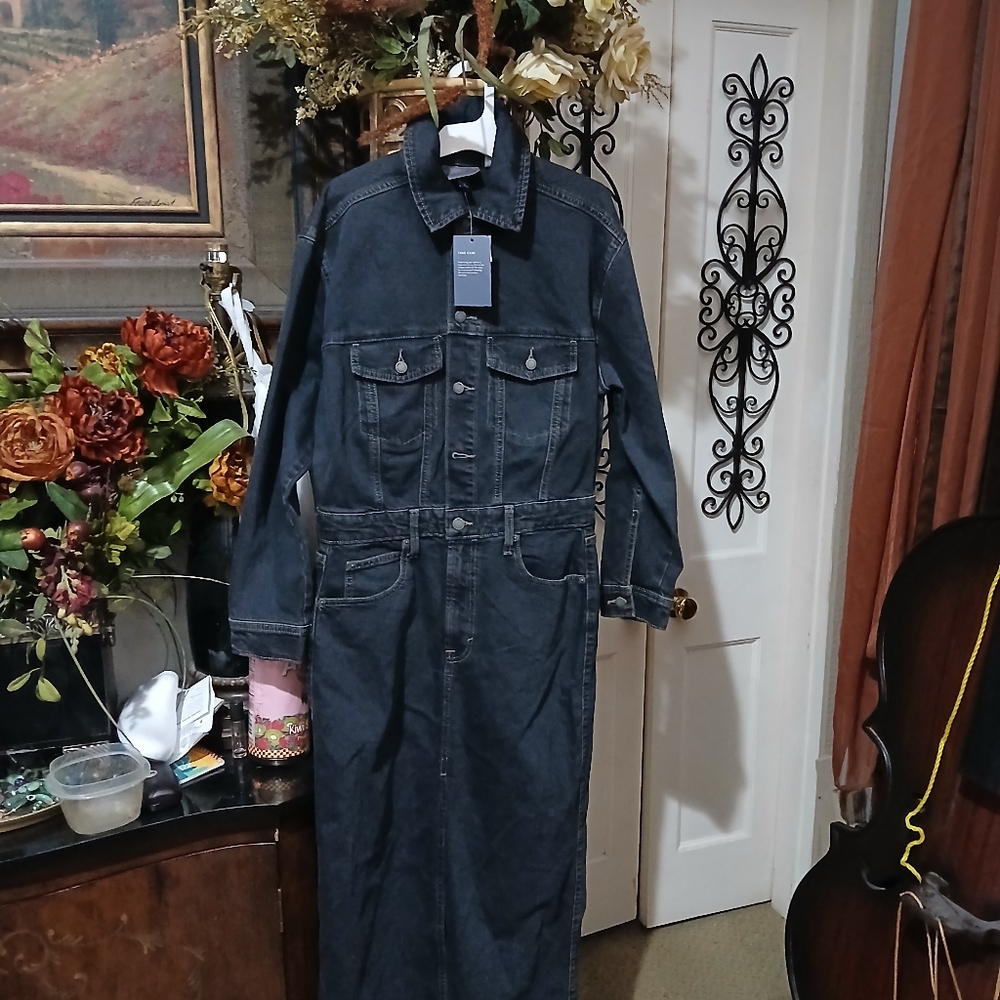 Dark Denim Long Sleeve Jumpsuit
